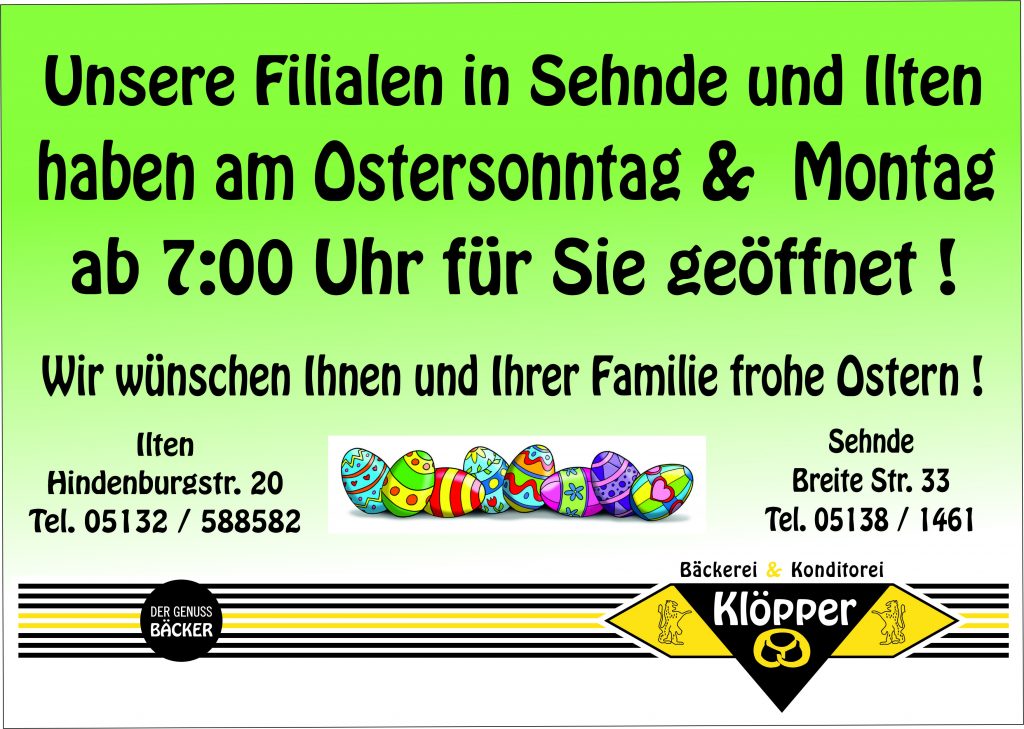 Unsere Offnungszeiten Zu Ostern Backerei Konditorei Klopper